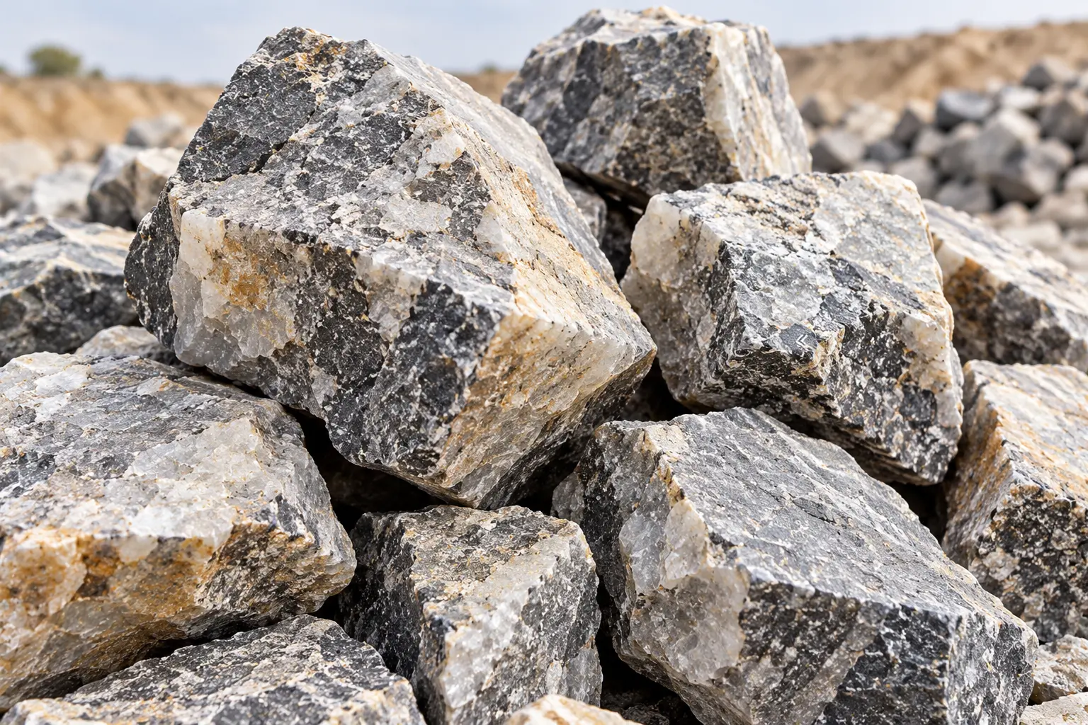 Jagged quartz rocks from an El-Lacute mineral site